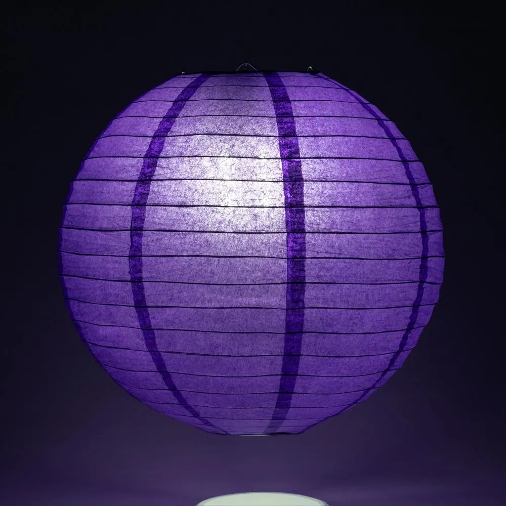 10 Inch Plum Purple Parallel Ribbing Round Paper Lantern