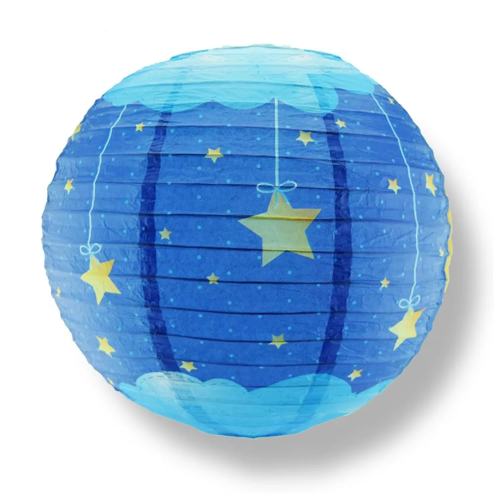 12-Pack 14 Inch Artisan Print Starry Sky Lullaby Paper Lantern (Blue)
