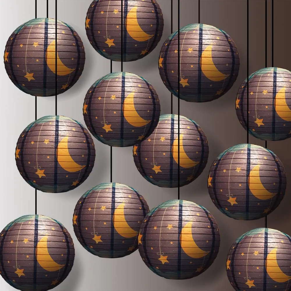 12-Pack 14 Inch Artisan Print Starry Sky Lullaby Paper Lantern (Blue)