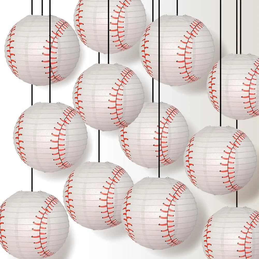 12-Pack 14 Inch Baseball Paper Lantern Shaped Sports Hanging Decoration