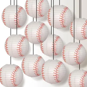12-Pack 14 Inch Baseball Paper Lantern Shaped Sports Hanging Decoration