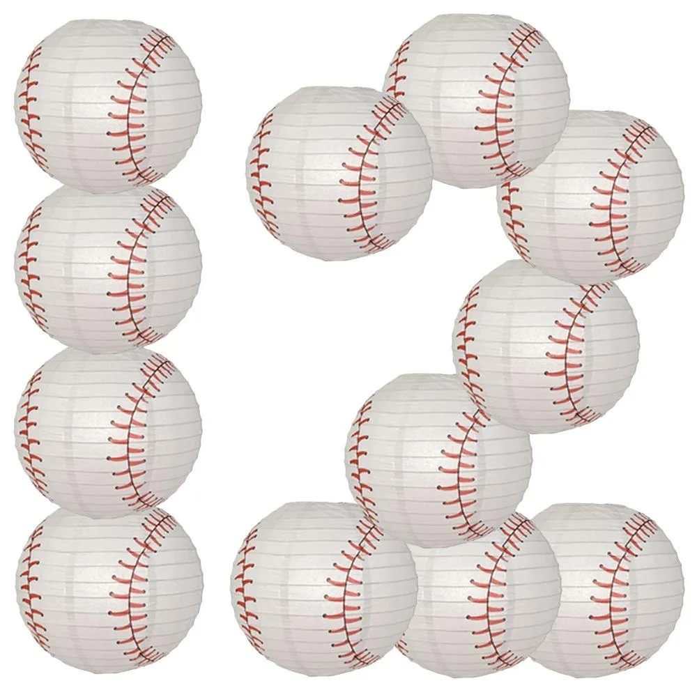 12-Pack 14 Inch Baseball Paper Lantern Shaped Sports Hanging Decoration