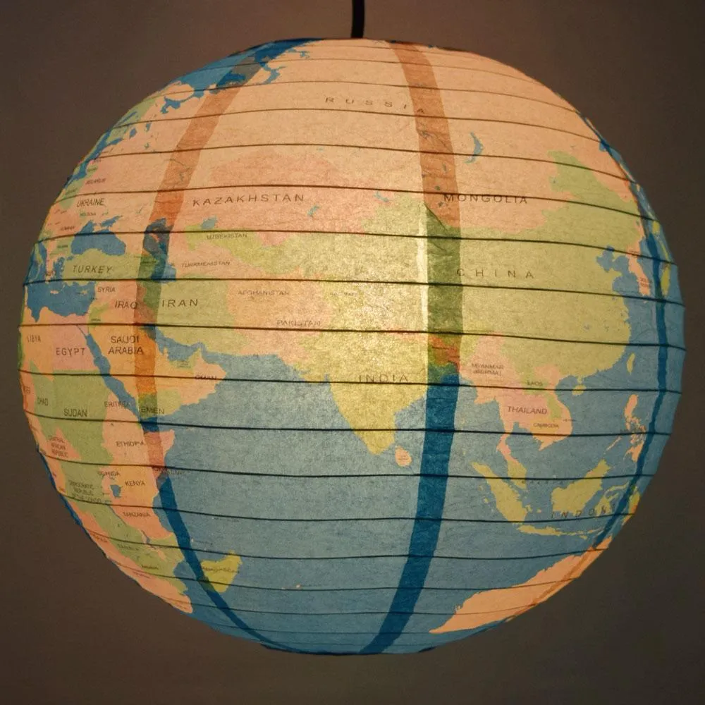 12-Pack 14 Inch Geographical World Map Earth Globe Paper Lantern