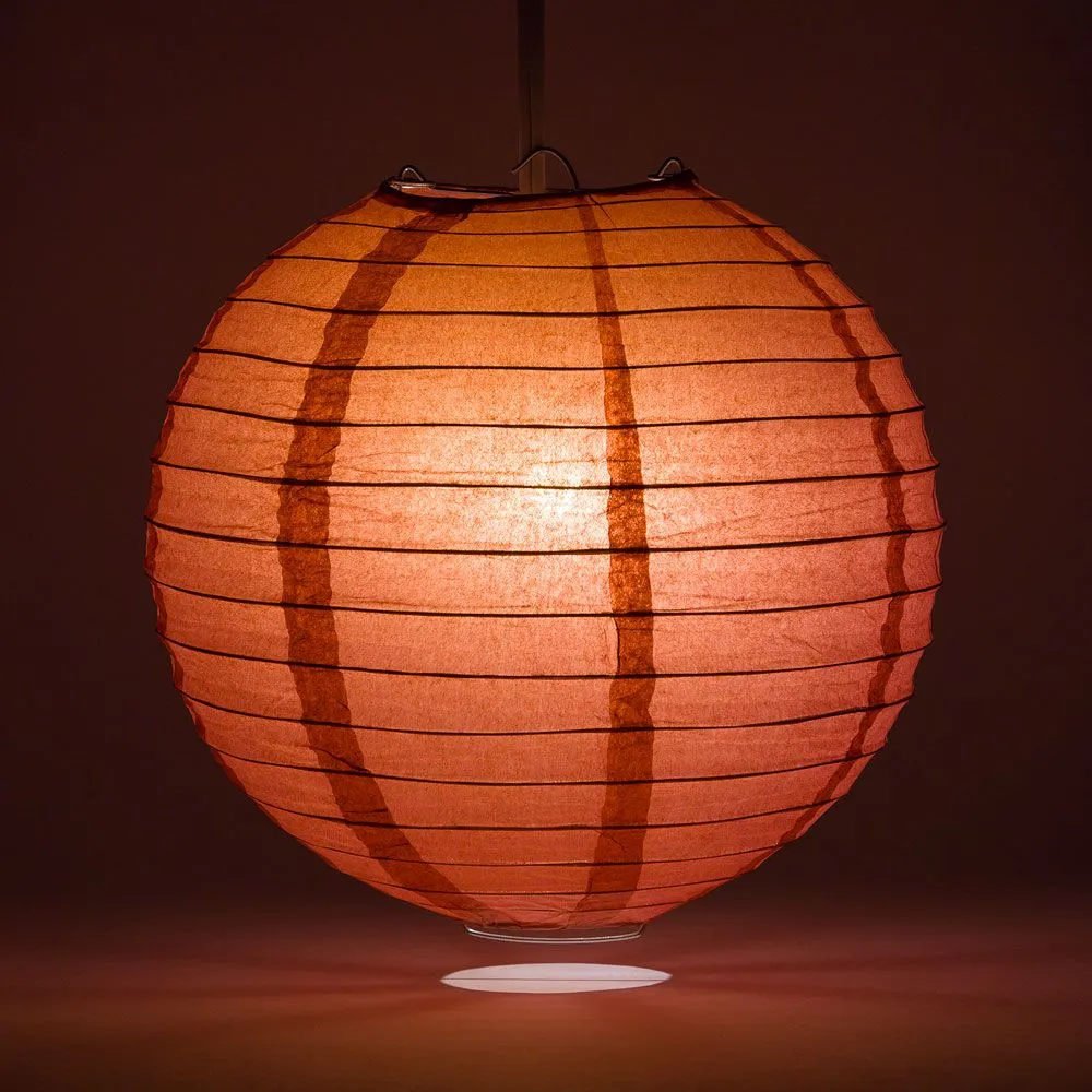 14" Marsala / Burgundy Wine Round Paper Lantern, Even Ribbing, Chinese Hanging Wedding & Party Decoration