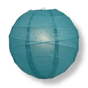 14" Tahiti Teal Round Paper Lantern, Crisscross Ribbing, Chinese Hanging Wedding & Party Decoration