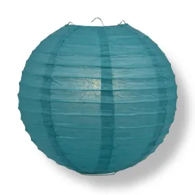14" Tahiti Teal Round Paper Lantern, Even Ribbing, Chinese Hanging Wedding & Party Decoration