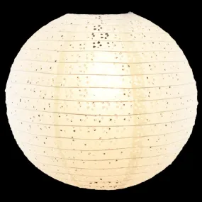 16" Round Eyelet Lace Look Paper Lantern - White
