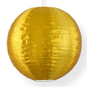 18 Inch Gold Shimmering Nylon Lantern, Parallel Ribbing, Durable, Hanging