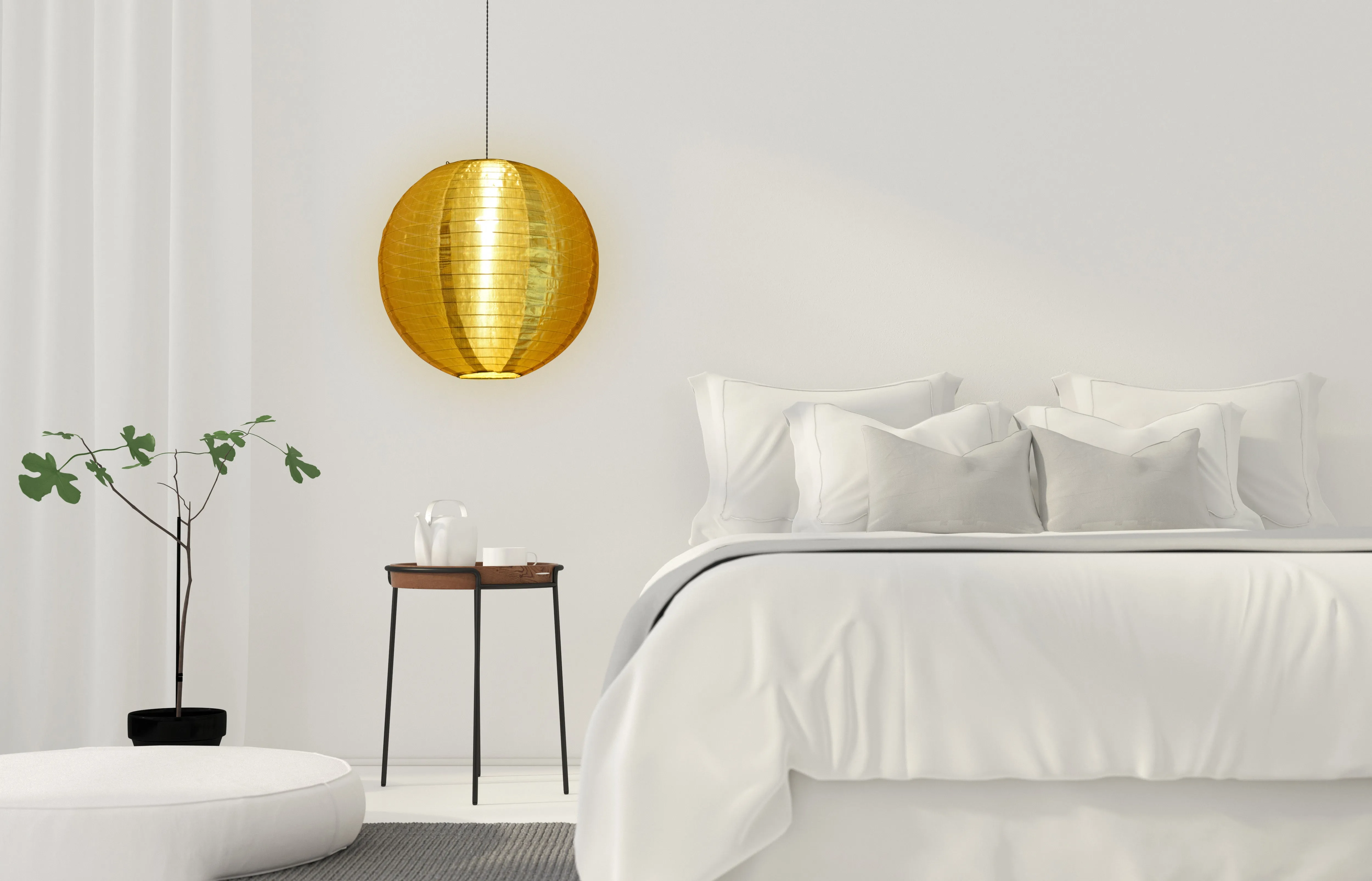 18 Inch Gold Shimmering Nylon Lantern, Parallel Ribbing, Durable, Hanging