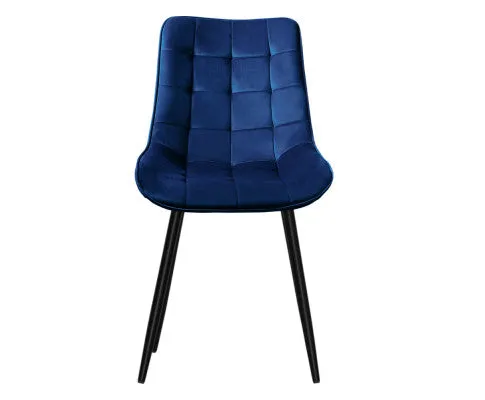 2 Toula Dining Chairs Kitchen Chairs Velvet Upholstered Blue