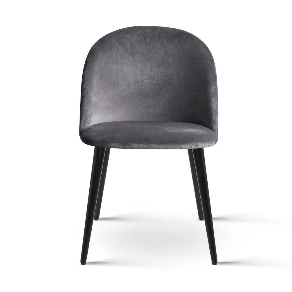 2 x Stanley Velvet Modern Dining Chair - Dark Grey