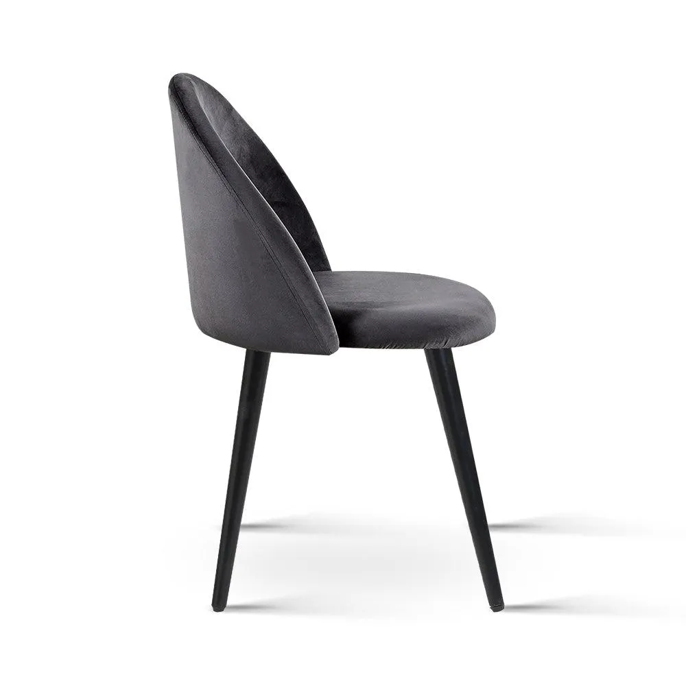 2 x Stanley Velvet Modern Dining Chair - Dark Grey