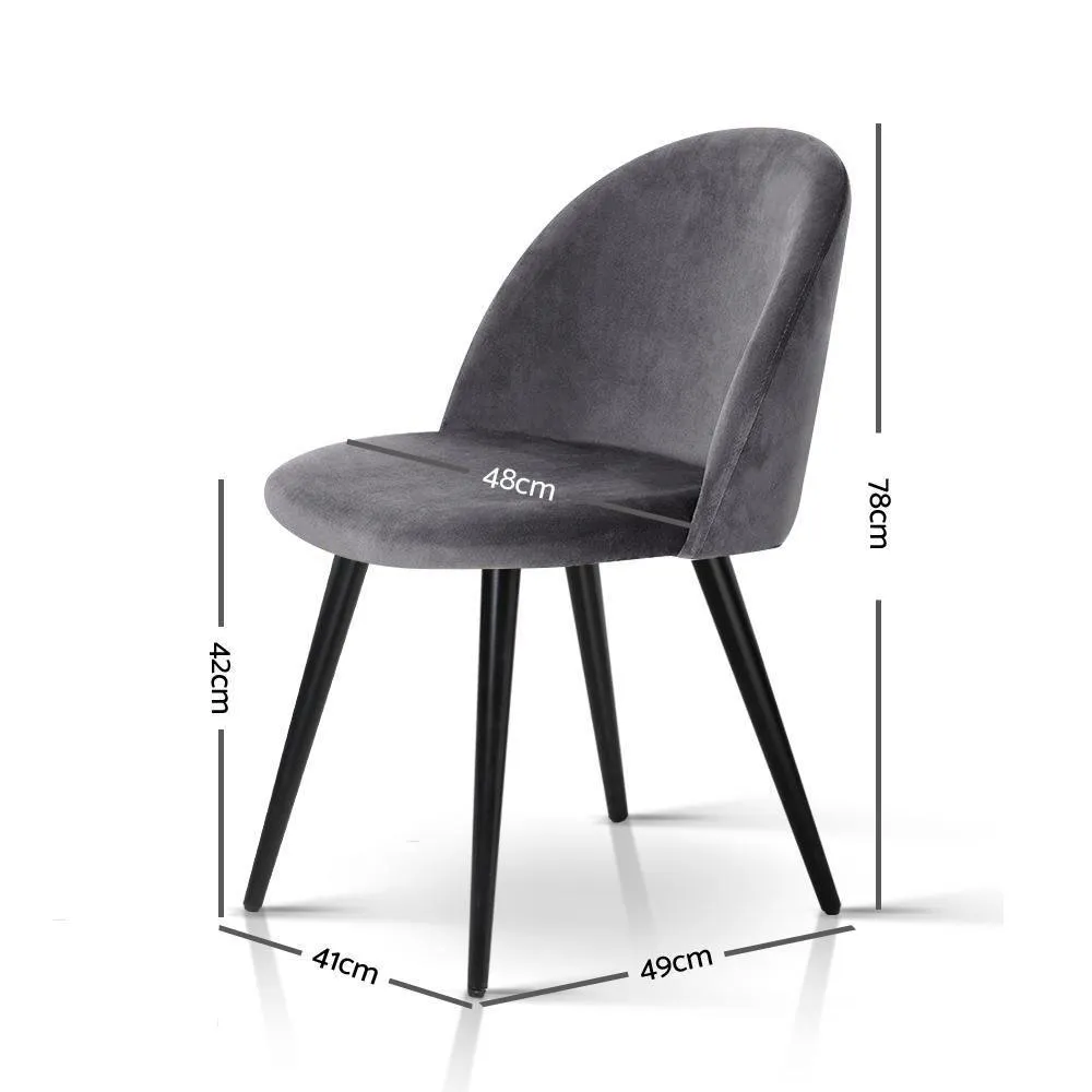 2 x Stanley Velvet Modern Dining Chair - Dark Grey