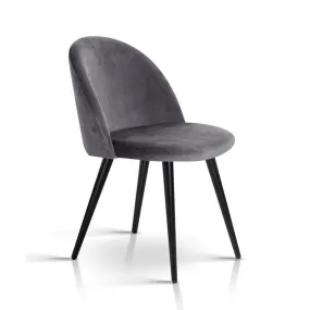 2 x Stanley Velvet Modern Dining Chair - Dark Grey