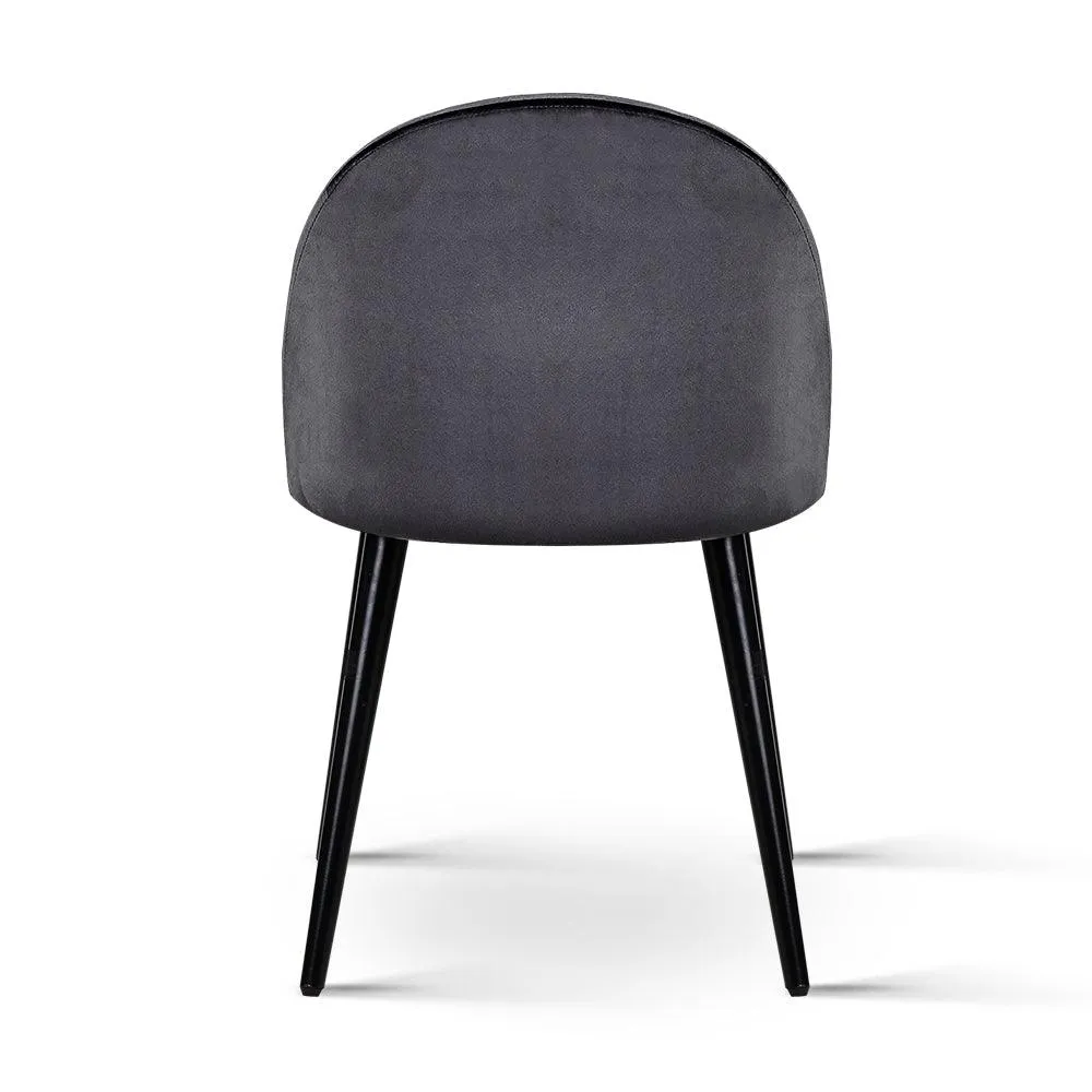 2 x Stanley Velvet Modern Dining Chair - Dark Grey