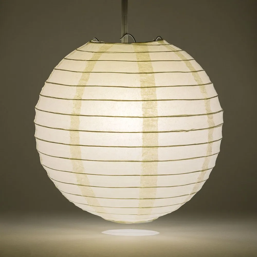 20" Beige / Ivory Round Paper Lantern, Even Ribbing, Chinese Hanging Wedding & Party Decoration