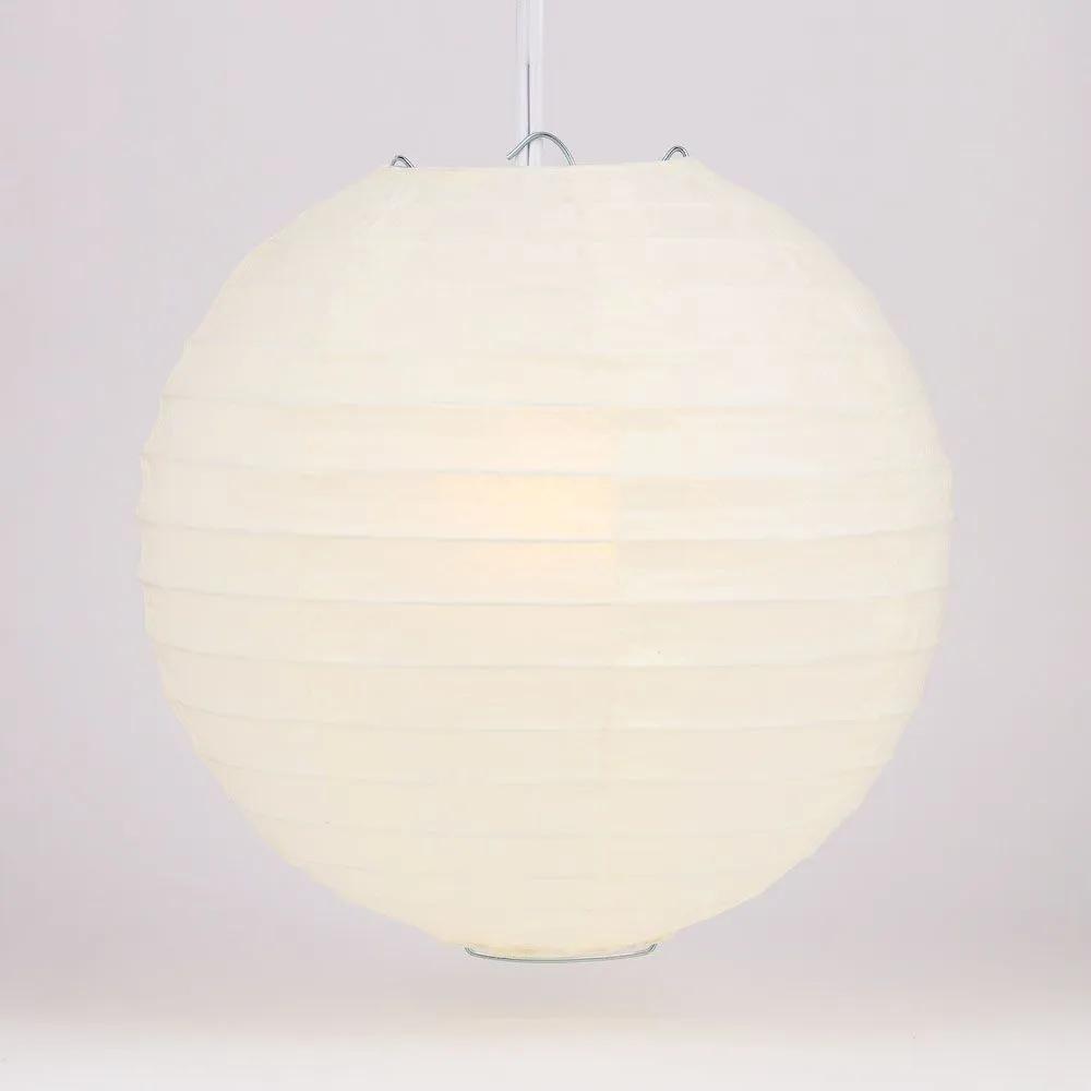 20" Beige / Ivory Round Paper Lantern, Even Ribbing, Chinese Hanging Wedding & Party Decoration