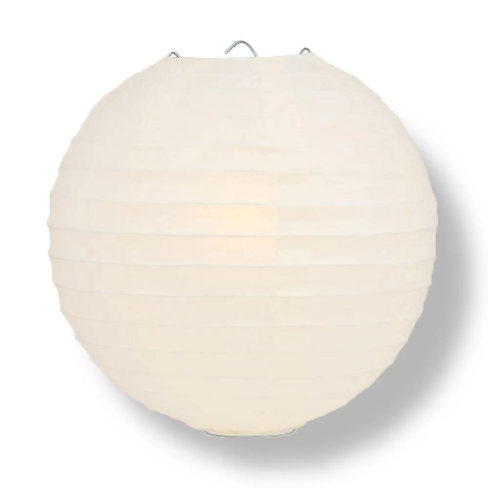 20" Beige / Ivory Round Paper Lantern, Even Ribbing, Chinese Hanging Wedding & Party Decoration