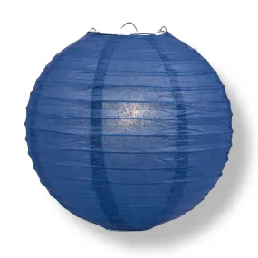 20" Navy Blue Round Paper Lantern, Even Ribbing, Chinese Hanging Wedding & Party Decoration