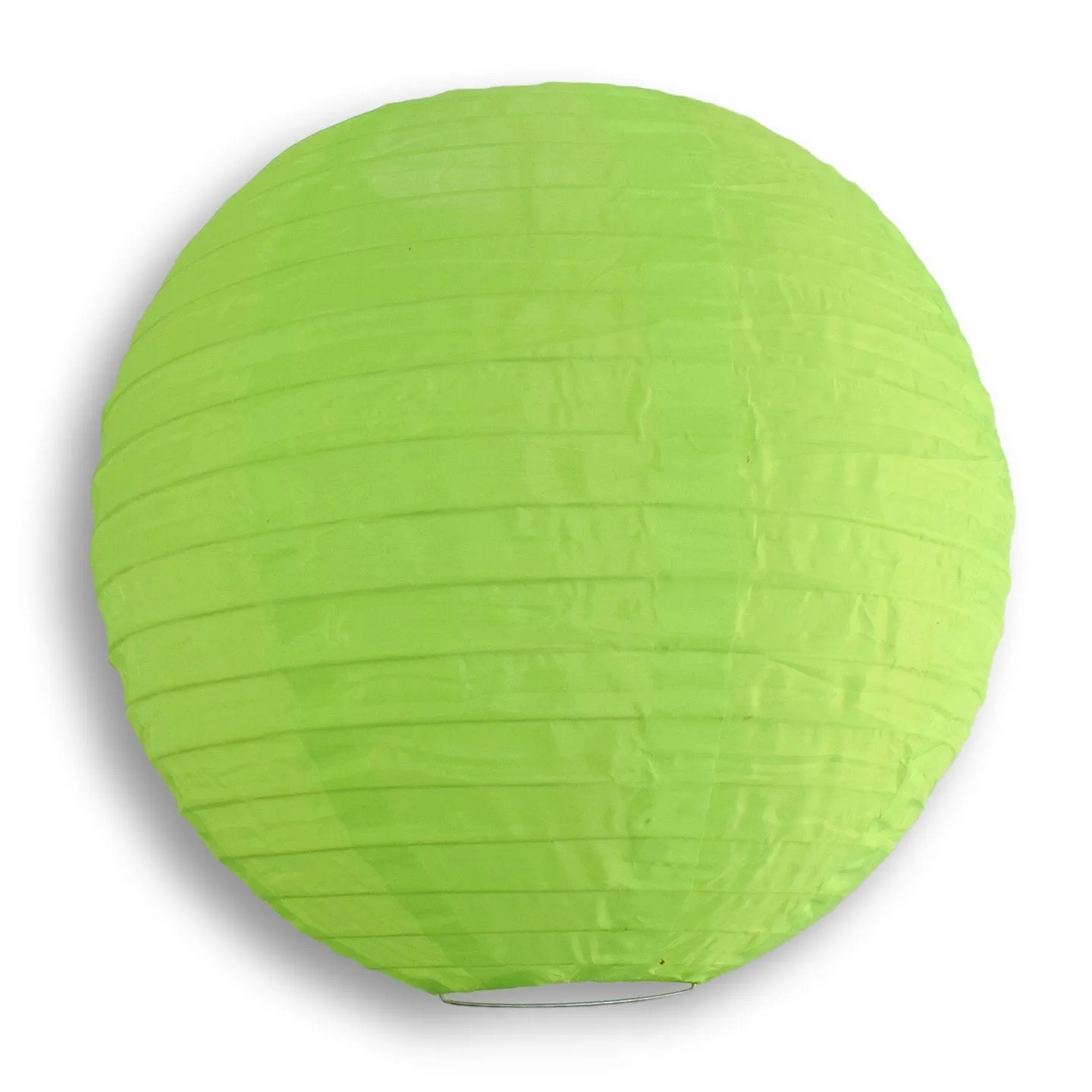 24 Inch Neon Green Shimmering Nylon Lantern, Parallel Ribbing, Durable, Hanging