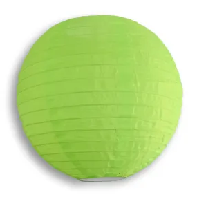 24 Inch Neon Green Shimmering Nylon Lantern, Parallel Ribbing, Durable, Hanging