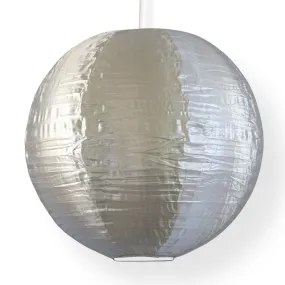 24 Inch Silver Shimmering Nylon Lantern, Parallel Ribbing, Durable, Hanging