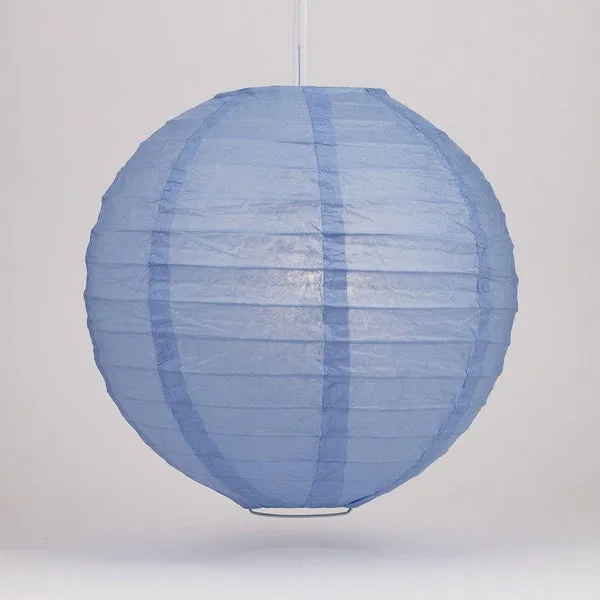 24" Serenity Blue Round Paper Lantern, Even Ribbing, Chinese Hanging Decoration for Weddings and Parties