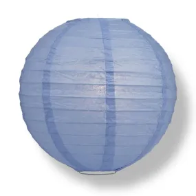 24" Serenity Blue Round Paper Lantern, Even Ribbing, Chinese Hanging Decoration for Weddings and Parties