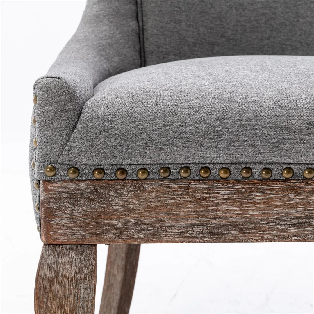 2X Solid Wood Fabric Upholstered Dining Chair Luxury Accent Chairs with Nailhead