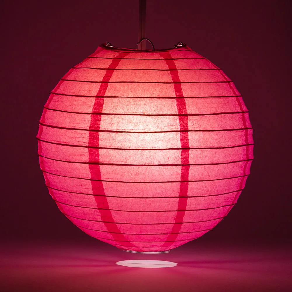 30" Fuchsia / Hot Pink Jumbo Round Paper Lanterns, Even Ribbing (Value Packs)