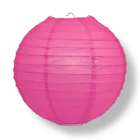 30" Fuchsia / Hot Pink Jumbo Round Paper Lanterns, Even Ribbing (Value Packs)
