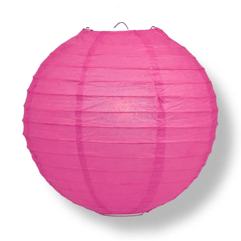 30" Fuchsia / Hot Pink Jumbo Round Paper Lanterns, Even Ribbing (Value Packs)