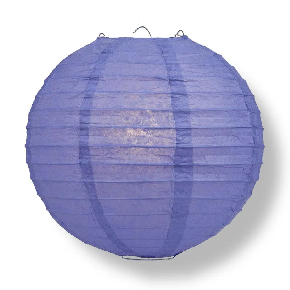 30" Very Periwinkle / Astra Blue Jumbo Round Paper Lantern, Parallel Ribbing, Chinese Hanging Wedding & Party Decoration