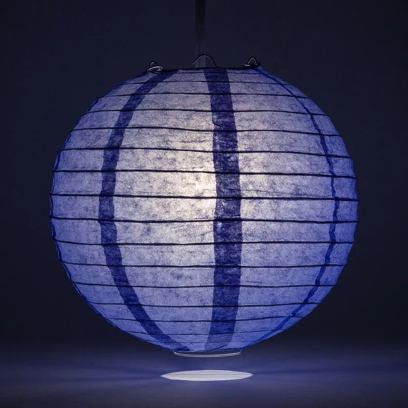 30" Very Periwinkle / Astra Blue Jumbo Round Paper Lantern, Parallel Ribbing, Chinese Hanging Wedding & Party Decoration