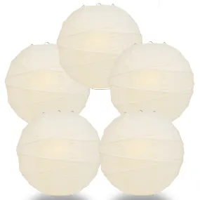 5 PACK | 12"  Beige Crisscross Ribbing, Hanging Paper Lanterns