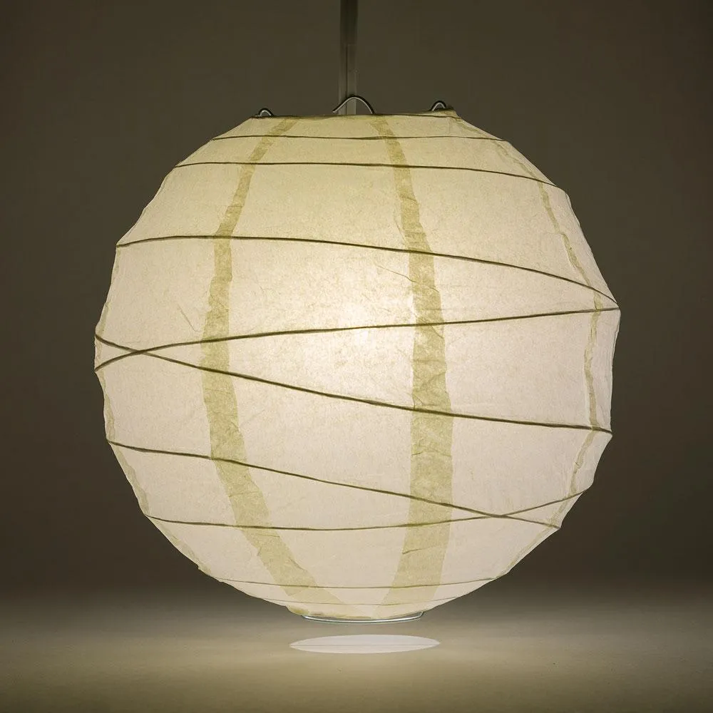 5 PACK | 12"  Beige Crisscross Ribbing, Hanging Paper Lanterns