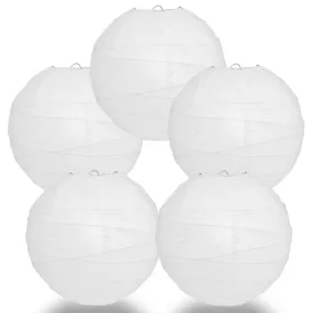 5 PACK | 12"  White Crisscross Ribbing, Hanging Paper Lanterns