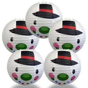 5-Pack 14 Inch Frosty Snowman Christmas Holiday Paper Lantern