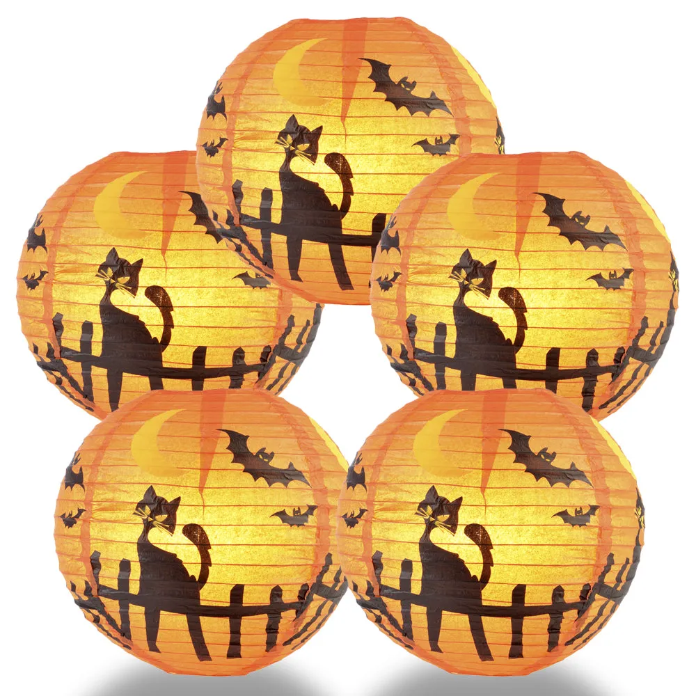 5 PACK | 14" Black Cat Halloween Paper Lantern
