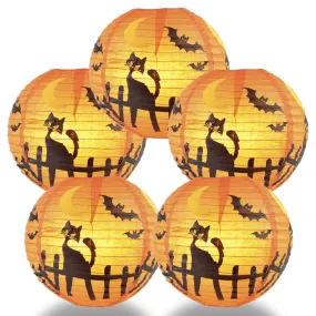 5 PACK | 14" Black Cat Halloween Paper Lantern