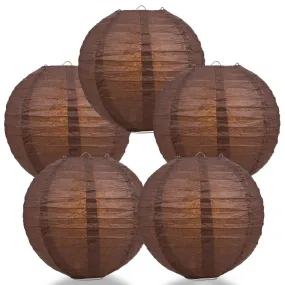 5-PACK 14" Brown Round Paper Lantern, Even Ribbing, Chinese Hanging Wedding & Party Decoration 5-PACK 14" Brown Round Paper Lantern, Even Ribbing, Chinese Hanging Wedding & Party Decoration