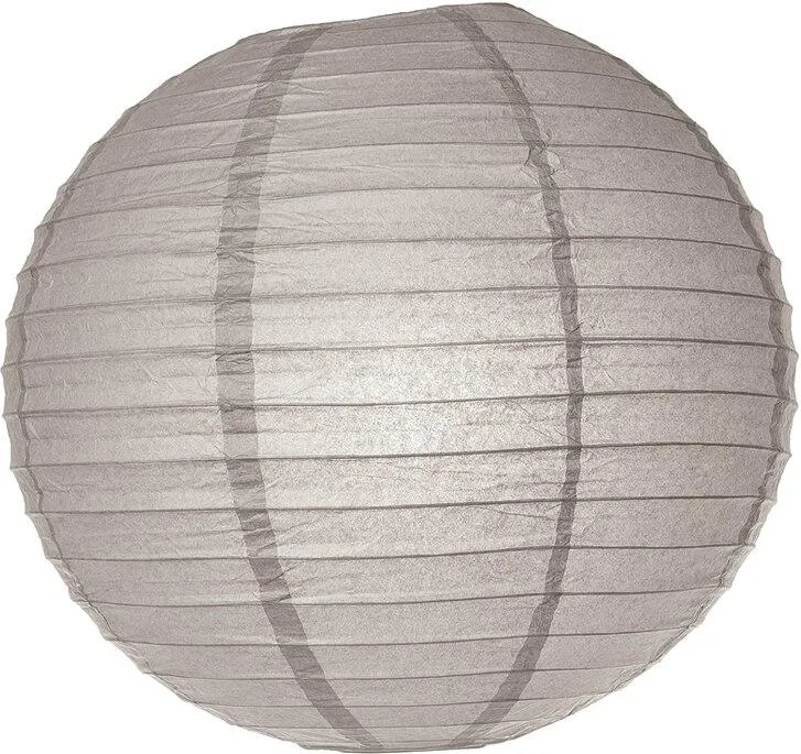 5-PACK 14" Gray / Grey Round Paper Lantern, Even Ribbing, Chinese Hanging Wedding & Party Decoration