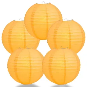 5-PACK 16" Papaya Round Paper Lantern, Even Ribbing, Chinese Hanging Wedding & Party Decoration
