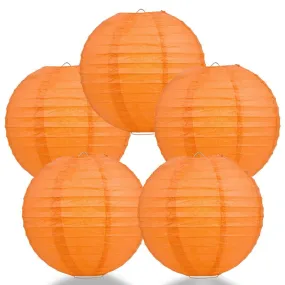 5-PACK 16" Persimmon Orange Round Paper Lantern, Even Ribbing, Chinese Hanging Wedding & Party Decoration