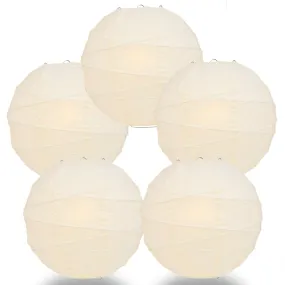 5-PACK 28" Ivory Round Paper Lantern, Crisscross Ribbing, Chinese Hanging Wedding & Party Decoration