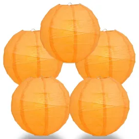 5-PACK 28" Orange Round Paper Lantern, Crisscross Ribbing, Chinese Hanging Wedding & Party Decoration