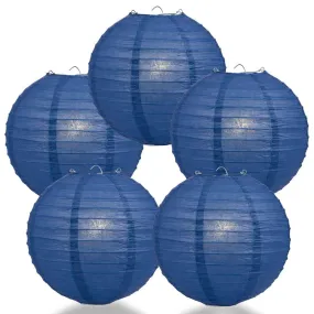 5-PACK 36" Navy Blue Jumbo Round Paper Lantern, Even Ribbing, Chinese Hanging Wedding & Party Decoration