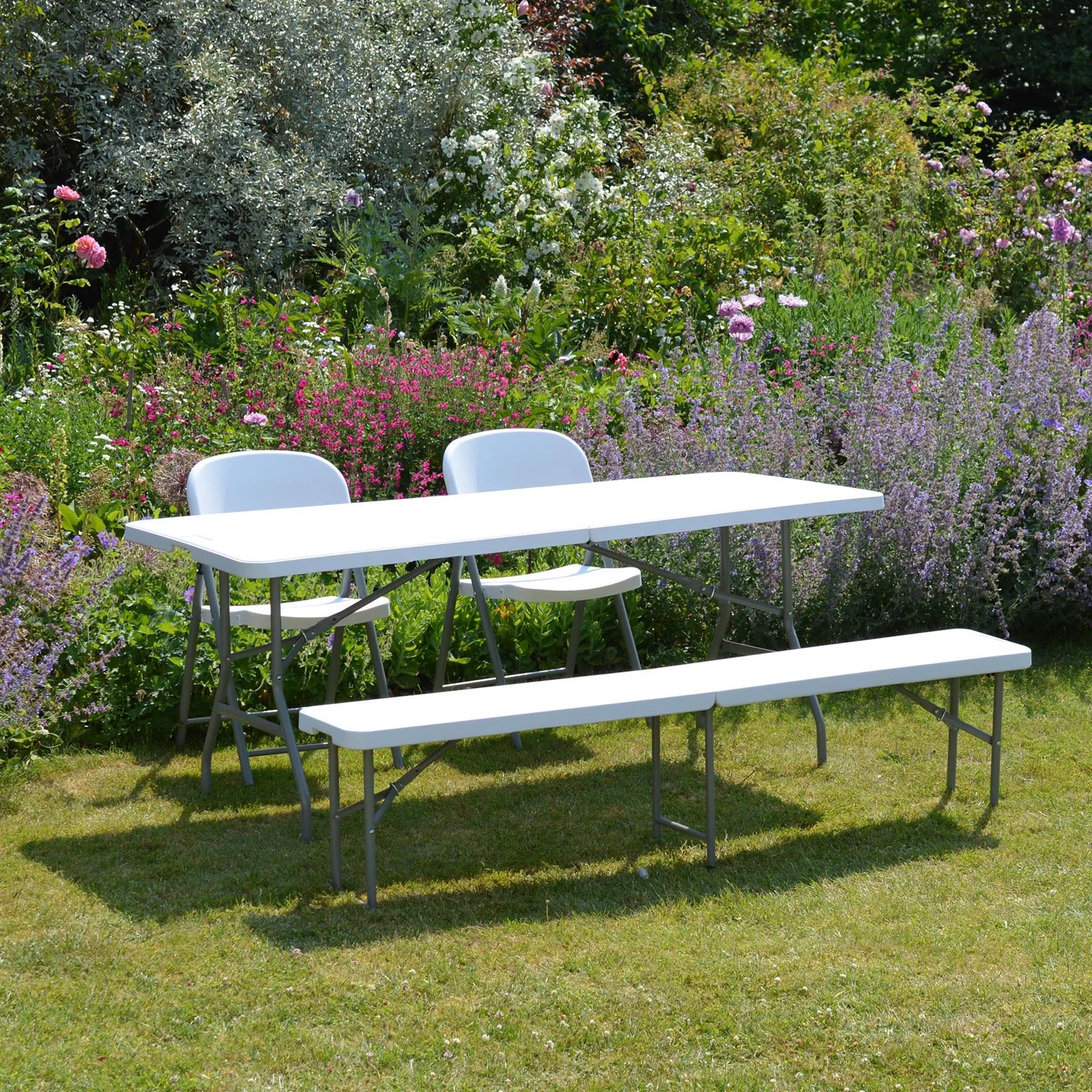 6 feet / 180cm Four Person Folding Trestle Bench - By Harbour Housewares