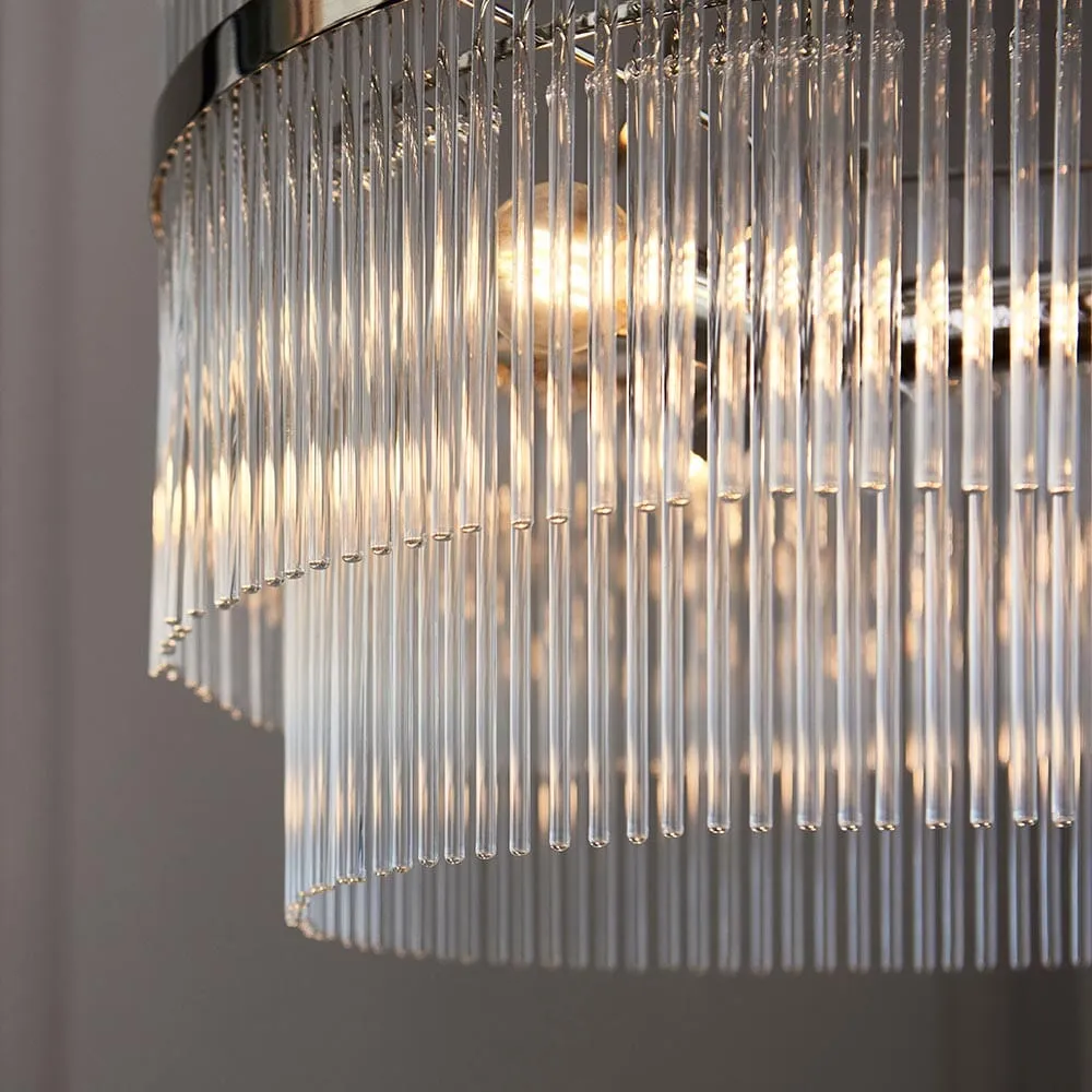 Abella 3 Light Silver & Glass Pendant Ceiling Light