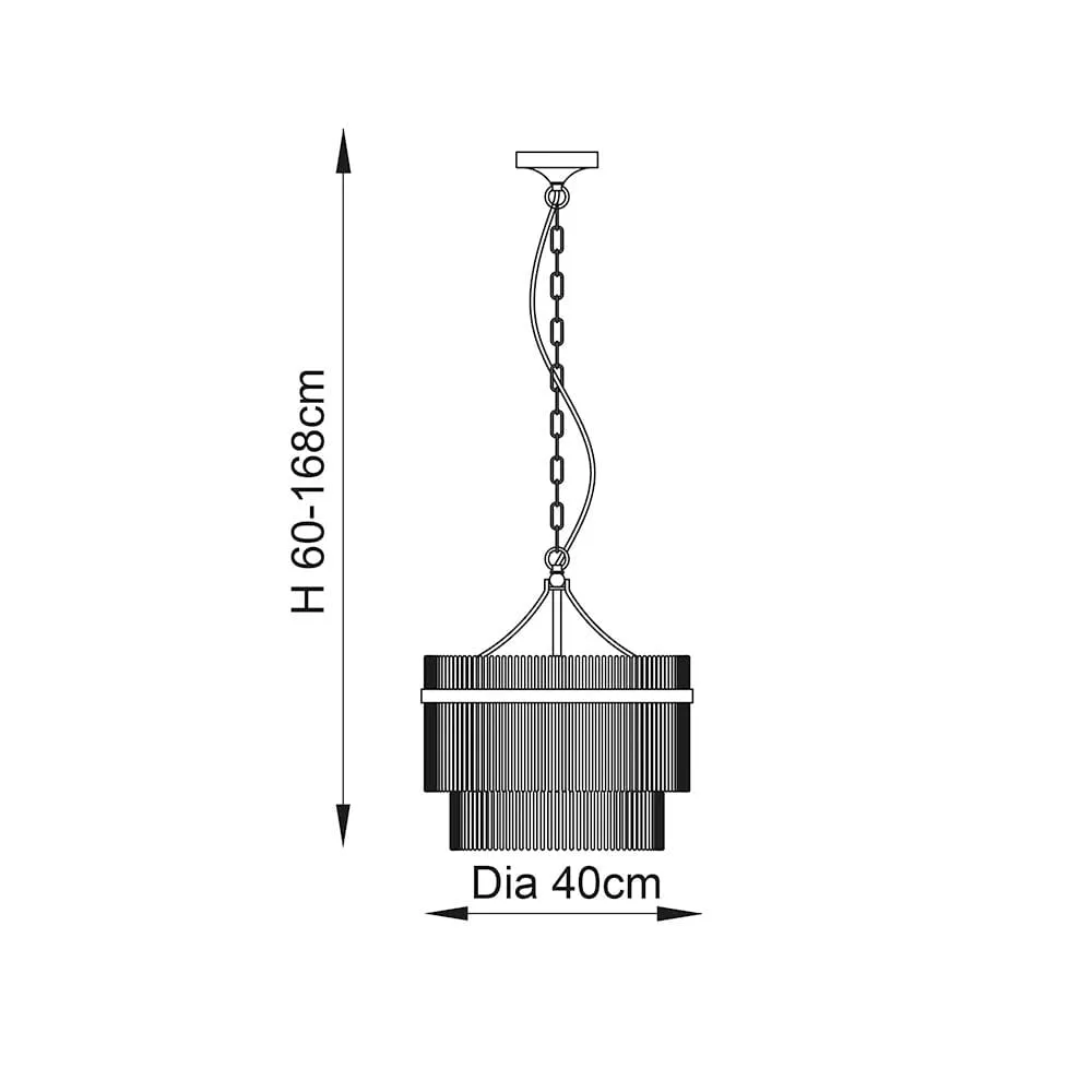 Abella 3 Light Silver & Glass Pendant Ceiling Light